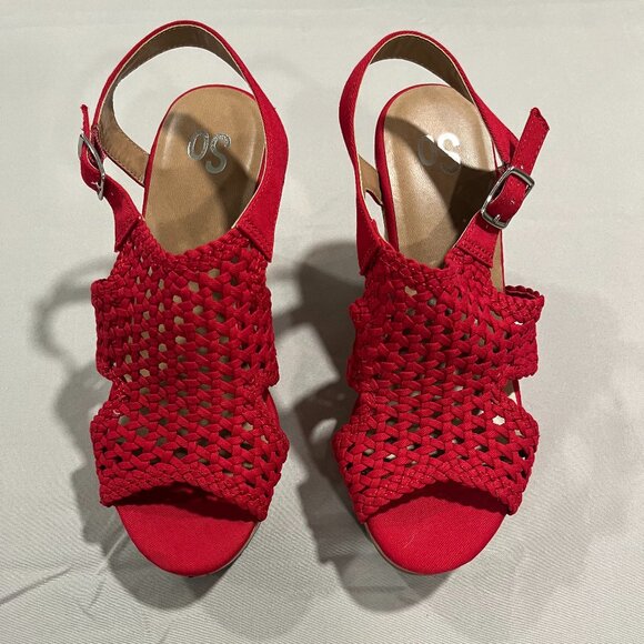 SO Red Sandal Wedge Size 8 - Picture 1 of 6